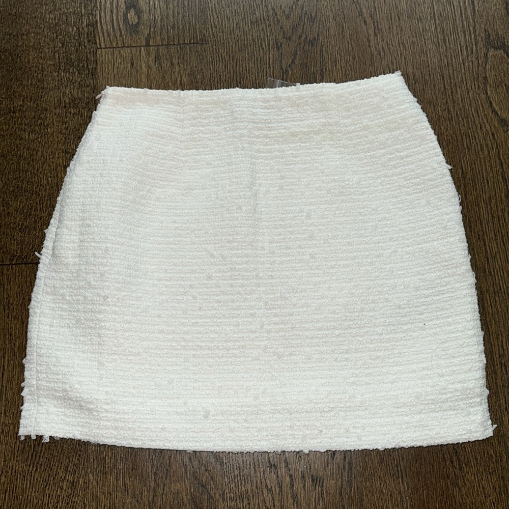 Endless Rose White Tweed Gold Button Mini Skirt - Picture 7 of 8